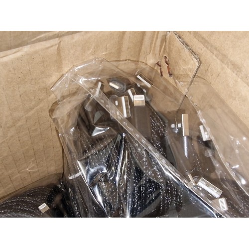 62 - Wholesale box of 400 black 2 metre new Iphone lightning charging cables