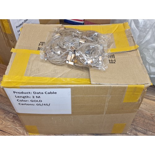 314 - Wholesale box of 500 gold 2 metre new Iphone lightning charging cables