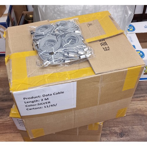 315 - Wholesale box of 500 silver 2 metre new Iphone lightning charging cables