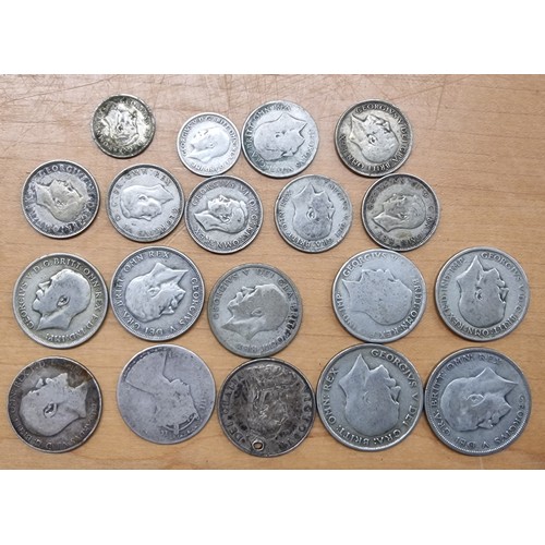 209 - Old cash bag with assorted UK silver coinage in varying conditions