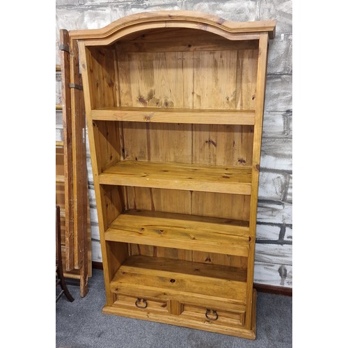 267 - 107 x 44 x 190 cm solid pine rustic display unit/bookcase with 2 x under drawers