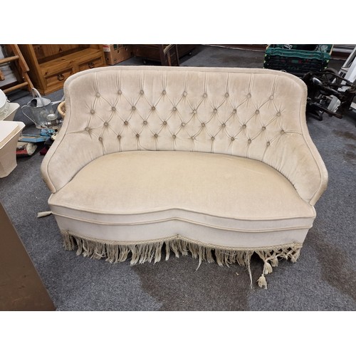 144 - Vintage kidney shaped bay window 2 seater couch