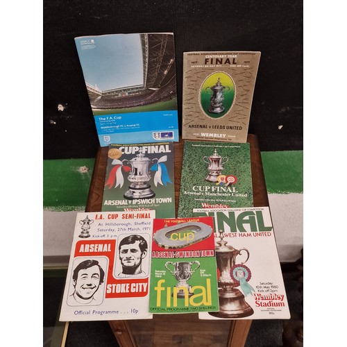 113 - Small bundle of semi-final and final football programmes involving Arsenal, to include one with sign... 