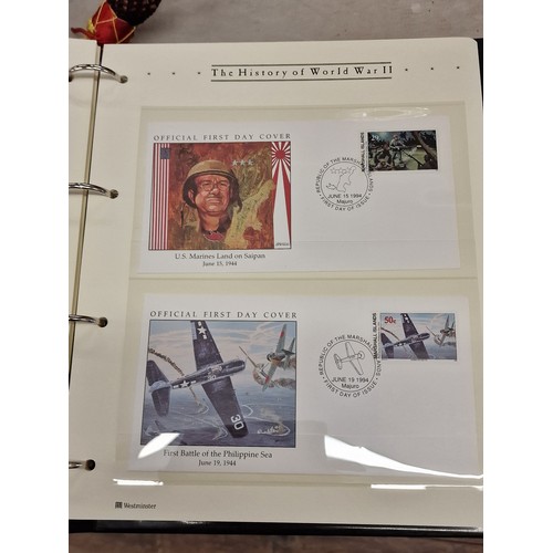 184 - History of WWII first day stamp covers in respective folder