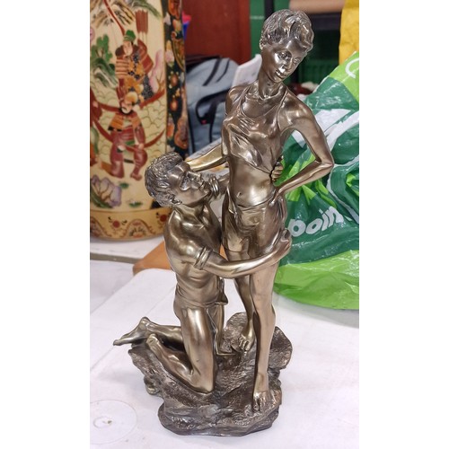 68A - 35 cm tall Rosa bronze look male and female figure