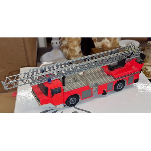 13 - Unboxed Schoco Magirus-Deutz fire truck and unboxed Rosenbauer air crash tender