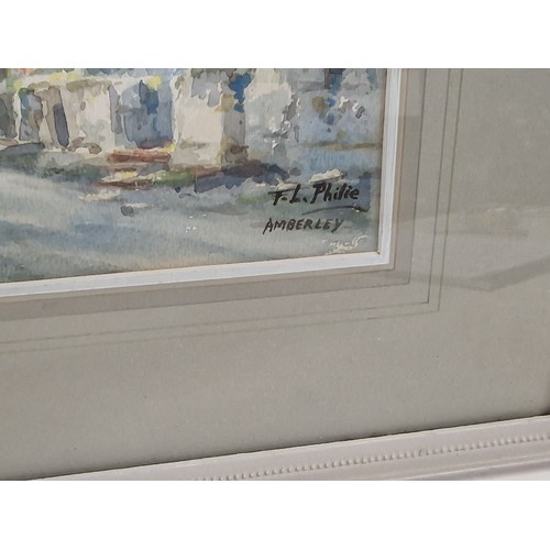 125A - 45 x 37 cm framed and mounted watercolour painting of Amberley by F.L. PHILIE