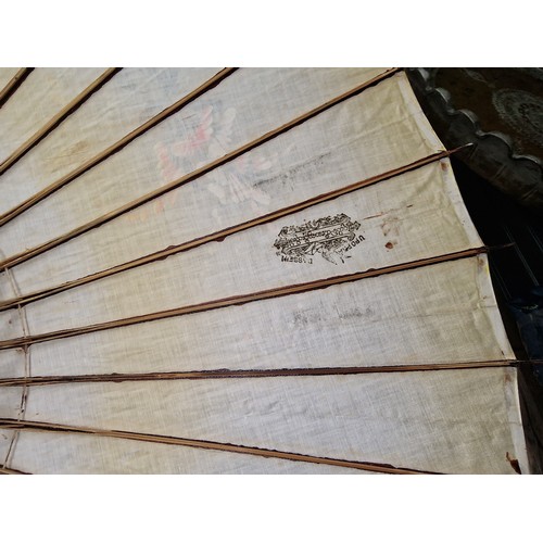 65 - 2 x vintage Oriental Geisha parasols, 1 with original distressed paper bag from Rangoon