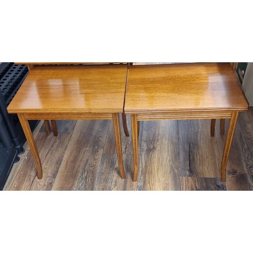 174 - 99 x 45 x 44 cm mid-century oak coffee table with 2 x hidden under side tables & pair of good qualit... 