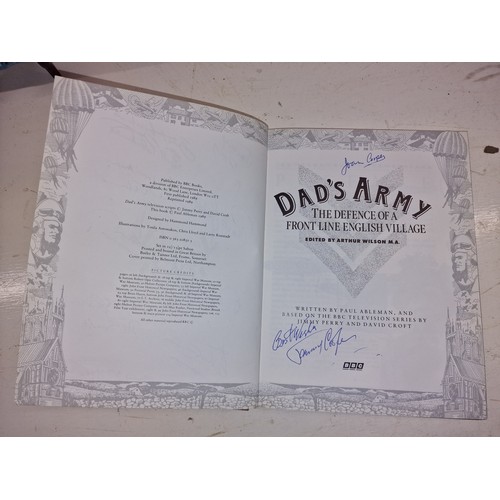 46 - Dads Army book hand signed by cast including Clive Dunn, Frank Williams etc