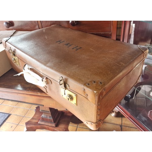 3 - Vintage suitcase with mostly fur hat, collars, stole and gloves