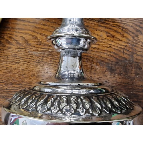 19 - 34.5 cm tall vintage silver plated epergne, needs minor weld repair to base as shown