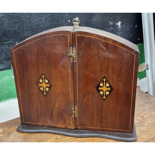 23 - 37.5 x 10 x 32 cm inlaid front vintage key cabinet