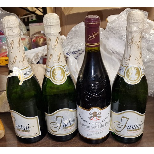 3 x unopened bottles of Fastini spumante and 1 x unopened bottle of wine