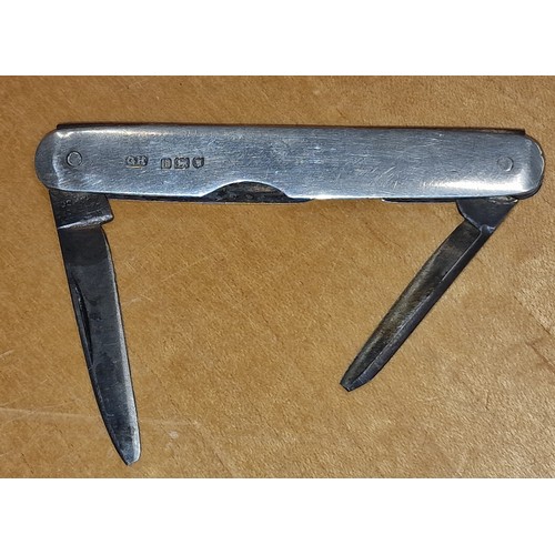 182 - London hallmarked silver penknife with initialling on one side