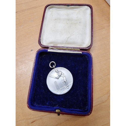 523 - RAF cricket knock out cup, Iraq 1933 hallmarked silver winners medal - AHQ G. Beevers