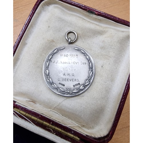 523 - RAF cricket knock out cup, Iraq 1933 hallmarked silver winners medal - AHQ G. Beevers