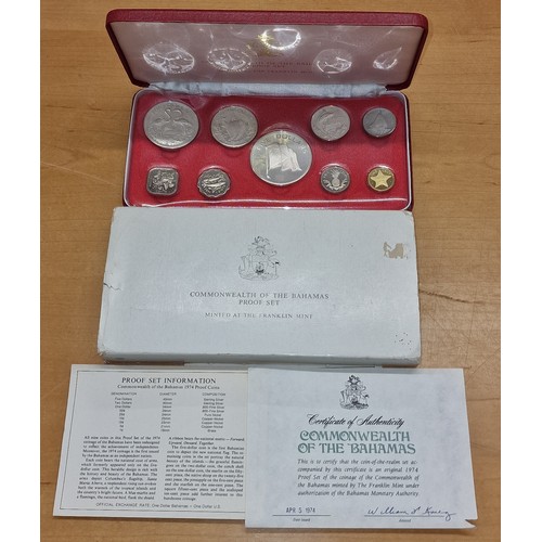 196 - Boxed and cased 1974 proof commonwealth of the Bahamas coin set