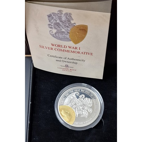 519 - Boxed and mint London mint office WWI silver commemorative coin with COA