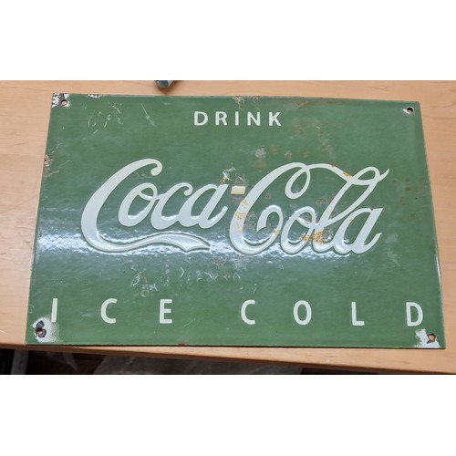 138 - Drink coca cola ice cold enamel sign