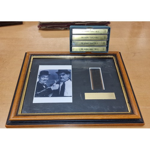 126 - Framed Laurel & Hardy limited edition original film cell and photograph and BBC audio cassette story... 