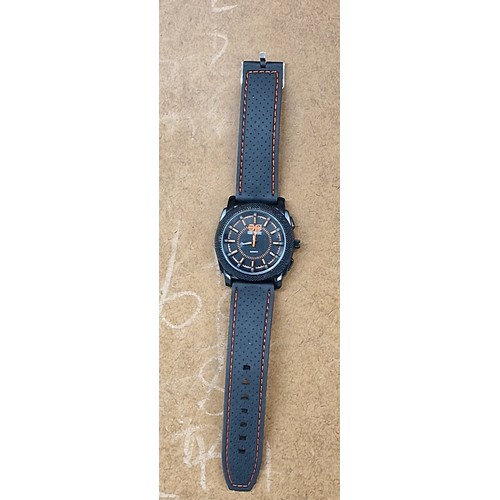 13 - Crosshatch gents designer brand black and orange watch in working order