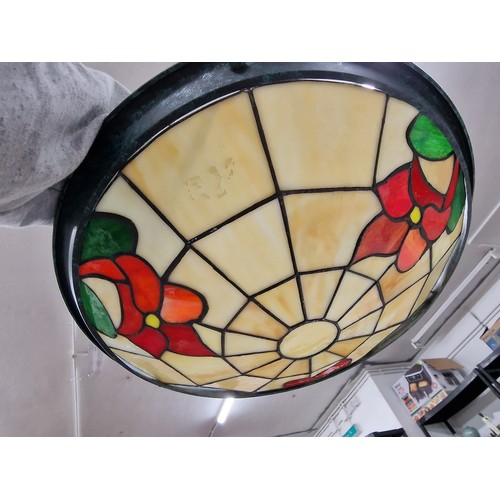 54 - 41 cm diameter art deco Tiffany style ceiling light shade, 1 minor crack on glass