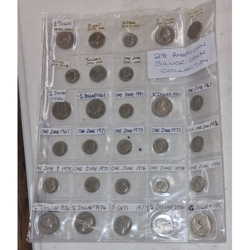 1 - Folder of 28 x assorted USA silver coins