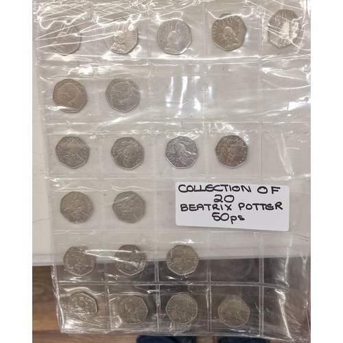 201 - Collection of 20 x Beatrix Potter UK coin chase 50p coins in folder