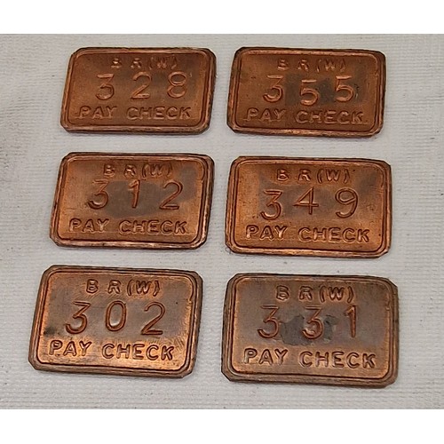 186 - 6 x vintage brass BR pay tokens