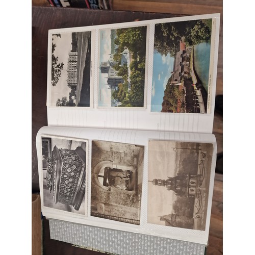 156 - Treasured Memories album with 300 mostly very old post cards and photo cards, only first 10 pages pi... 