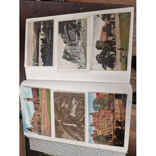 156 - Treasured Memories album with 300 mostly very old post cards and photo cards, only first 10 pages pi... 