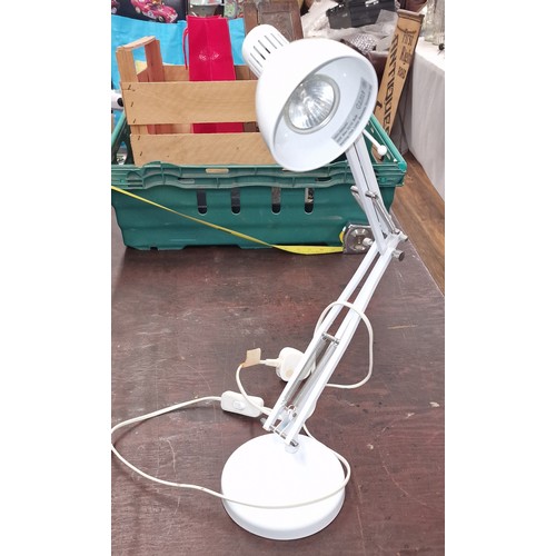 25 - As new white metal angle poise lamp