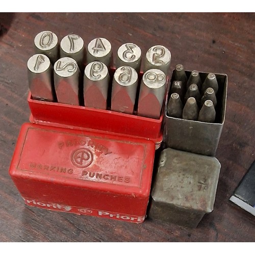 103 - 1 x military in metal case and 1 x Priority in plastic case set of number marking punches