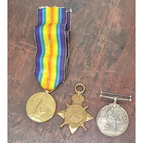 183 - Trio of WWI medals inscribed 16586 Pte E. Keegan Liverpool Regiment