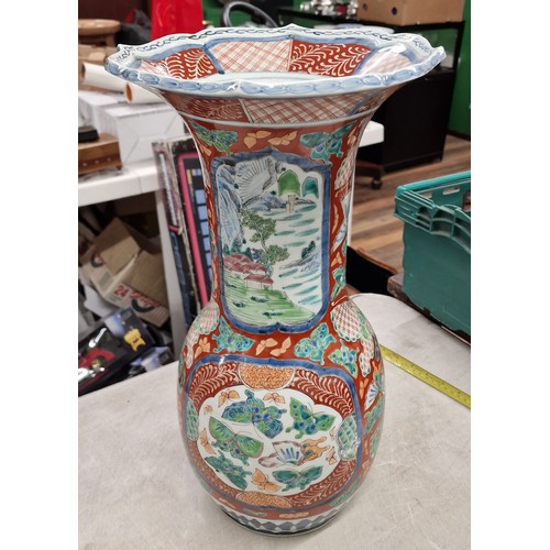 180 - Approximately 47 cm tall 19th century (Meiji) Japanese arita vase - imperfections, missing enamel in... 