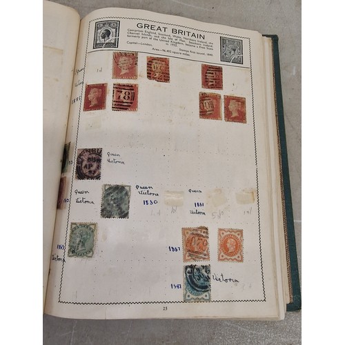 38 - Vintage the Movaleaf illustrated stamp album with approximately 1000 assorted stamps dating 19th cen... 