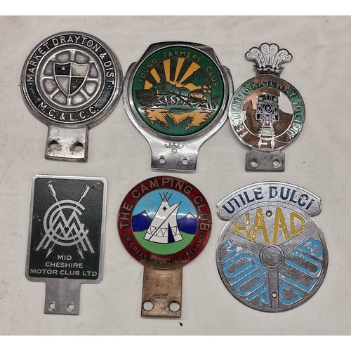 106 - Collection of assorted vintage car badges including enamel camping club etc