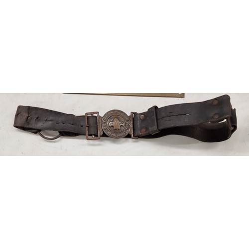 87 - Vintage boy scouts leather belt and buckle