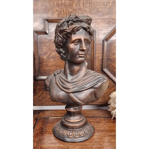 142 - 42 cm tall large bronze look ceramic Julius Caesar bust