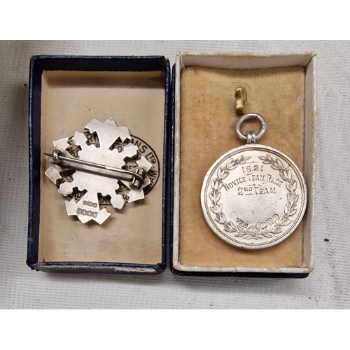 17 - Hallmarked silver 1921 Midland Counties cross country medal & for regular attendance medal