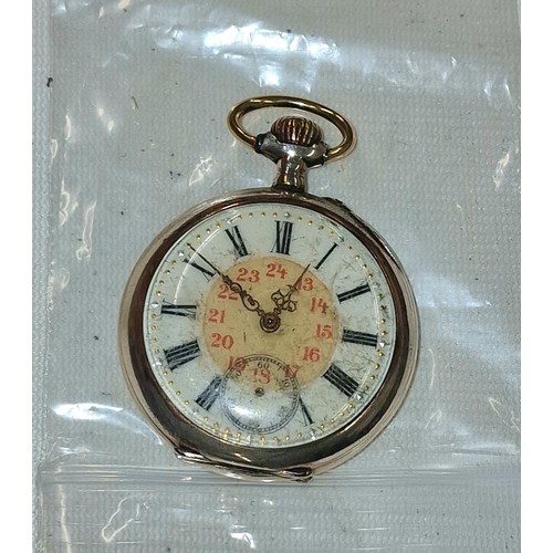 204 - 800 stamped continental silver cased gents non-working pocket watch - second hand missing also