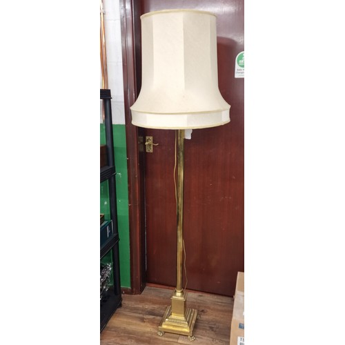 122 - 171 cm tall (including shade) brass finish column floor stand lamp