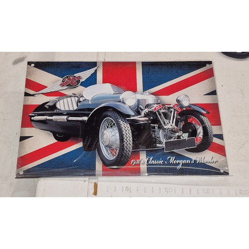 214 - 28.5 x 20 cm metal vintage style Morgan 3 wheel car poster sign