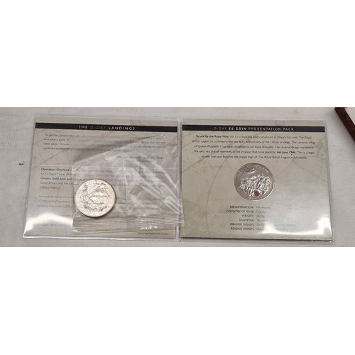 182 - Royal Mint Royal British Legion D-Day 60th anniversary Guernsey £5 coin and 2005 Trafalgar bi-centen... 