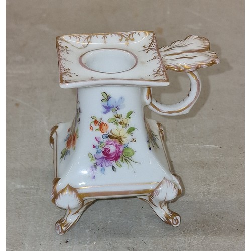 66 - 8.5 cm tall Dresden porcelain candle holder - repair to top corner piece