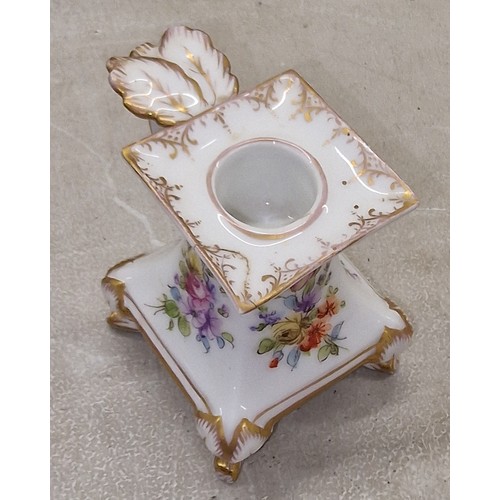 66 - 8.5 cm tall Dresden porcelain candle holder - repair to top corner piece