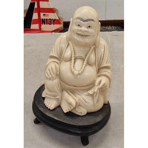 199 - 13.5 cm resin ivory colour Buddha figure