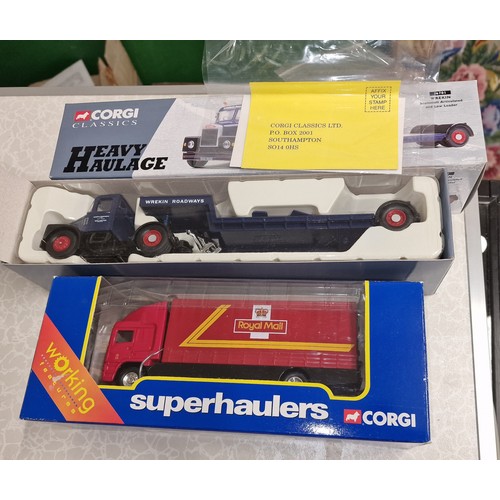 217 - Boxed and mint Corgi 59513 Royal Mail lorry & 16701 Wrekin low loader