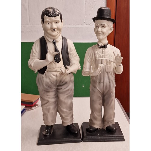 216 - Pair of vintage 44 cm tall composite Laurel & Hardy figures, both with fingers missing